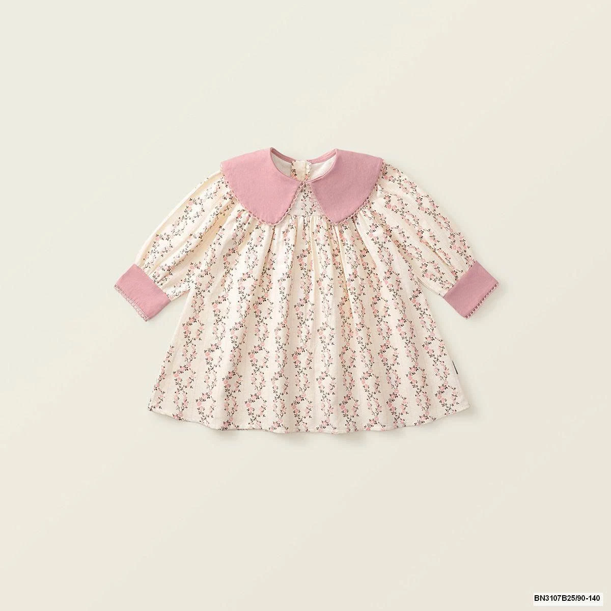 ĐẦM HOA PHỐI MÀU CỔ SEN