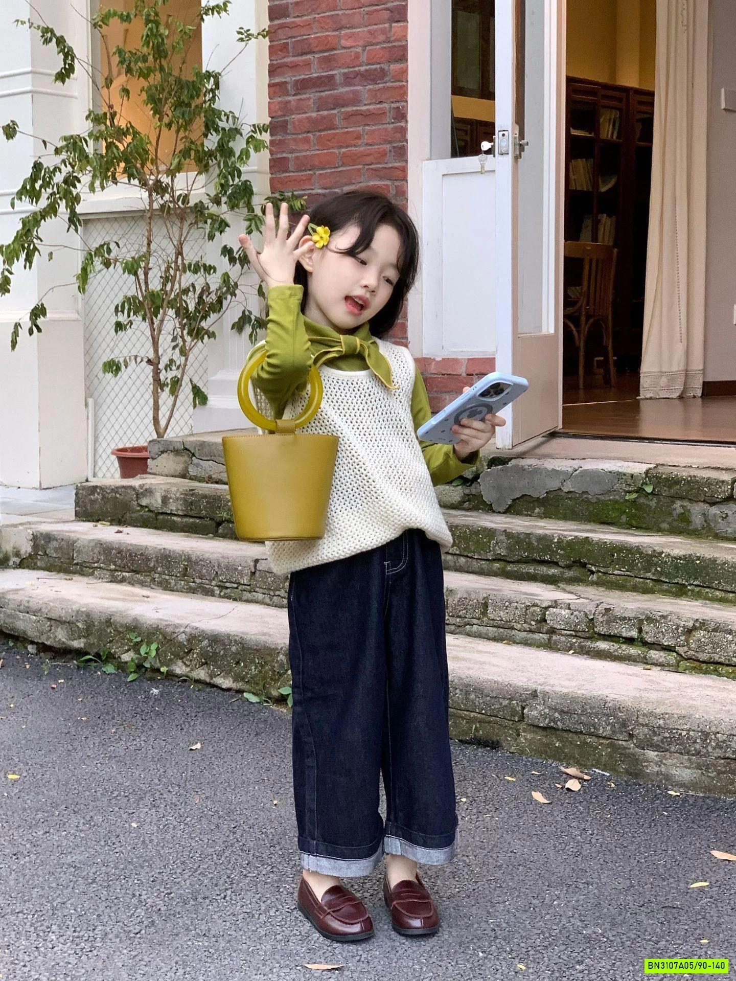 SÉT ÁO NỈ XANH MIX JEANS SUÔNG