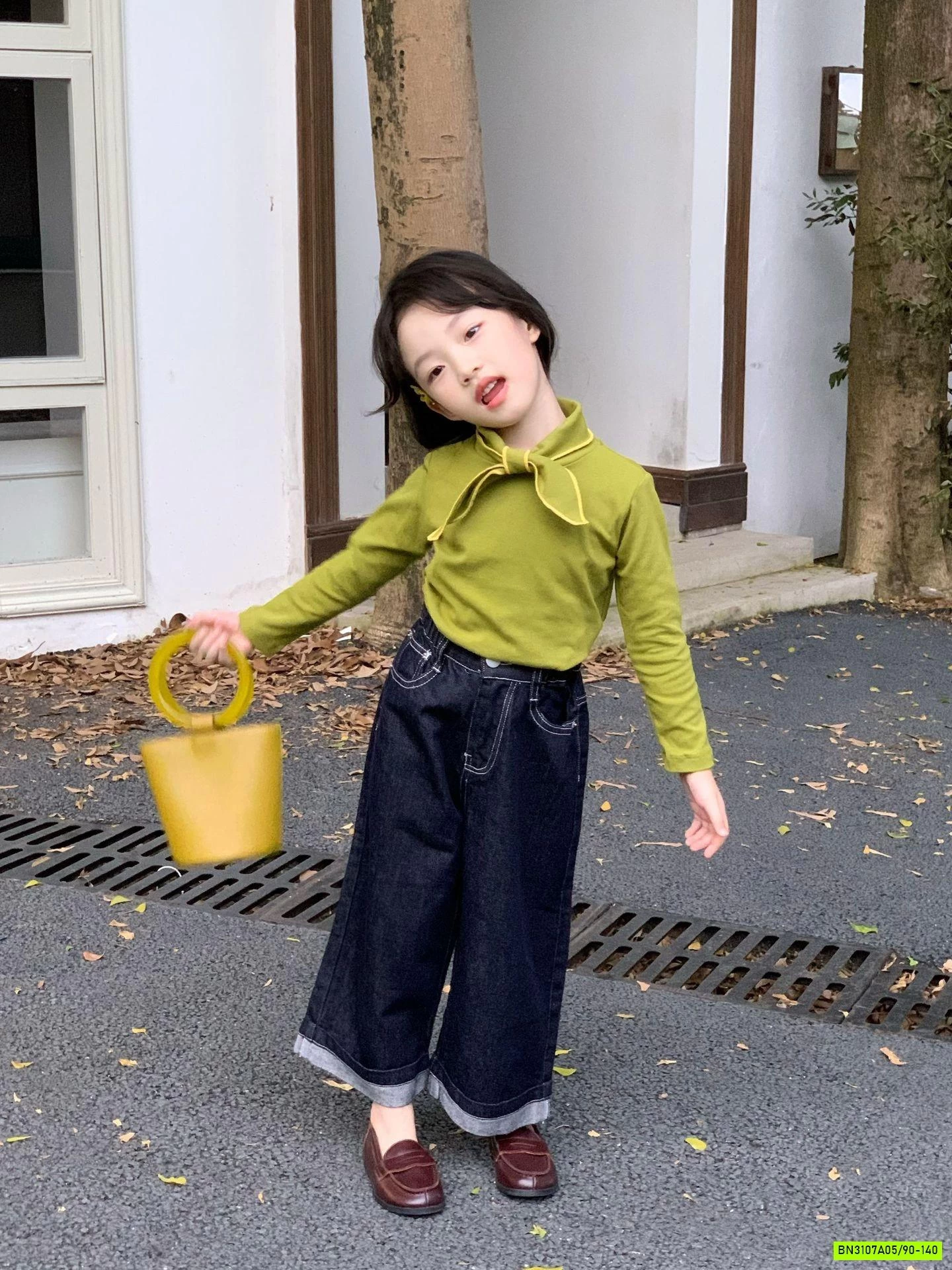 SÉT ÁO NỈ XANH MIX JEANS SUÔNG