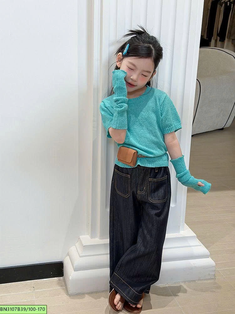 QUẦN JEAN XANH ĐẬM CHỈ NỔI AMBB 26A074