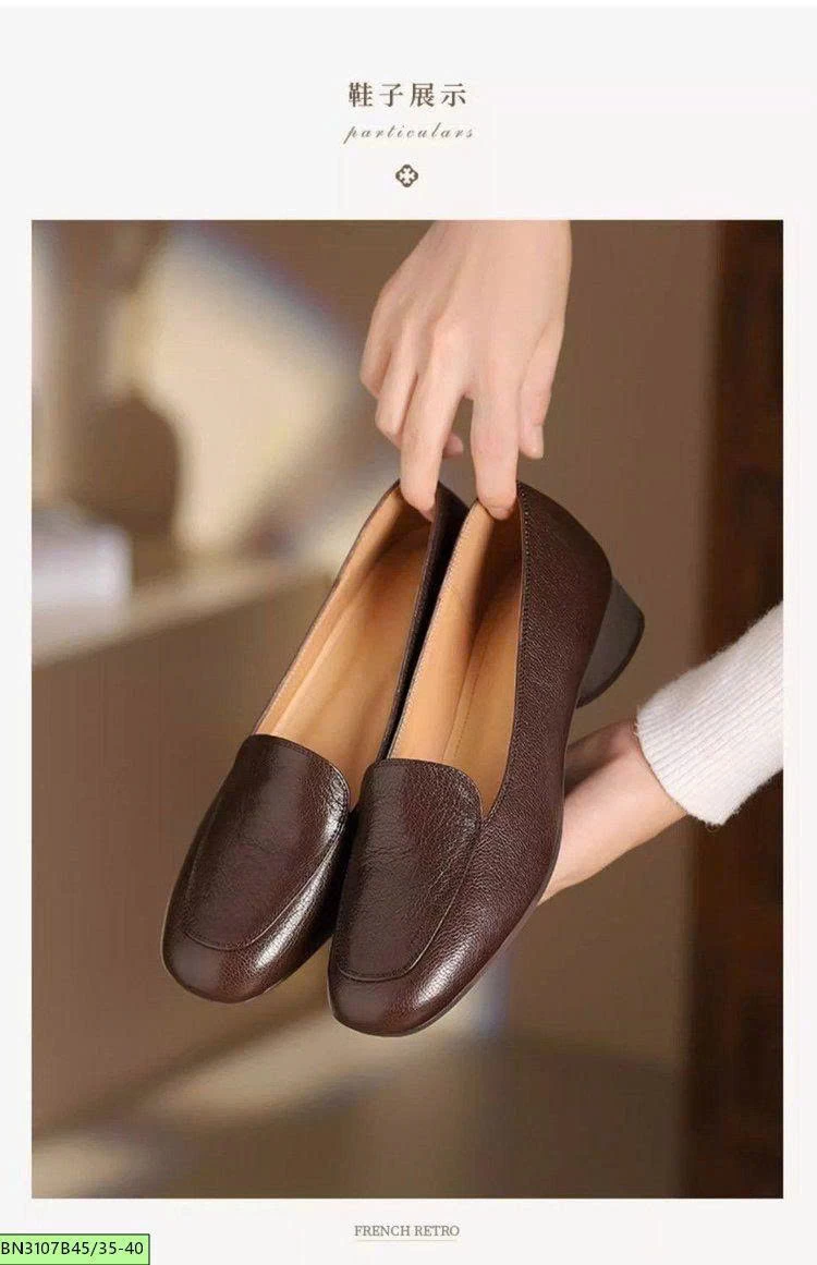 GIÀY LƯỜI NỮ MŨI VUÔNG DA MỀM THANH LỊCH