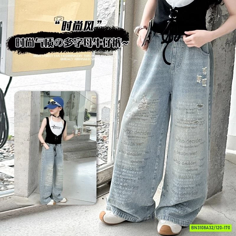 JEANS SUÔNG RÁCH IN CHỮ NHỎ SZ ĐẠI