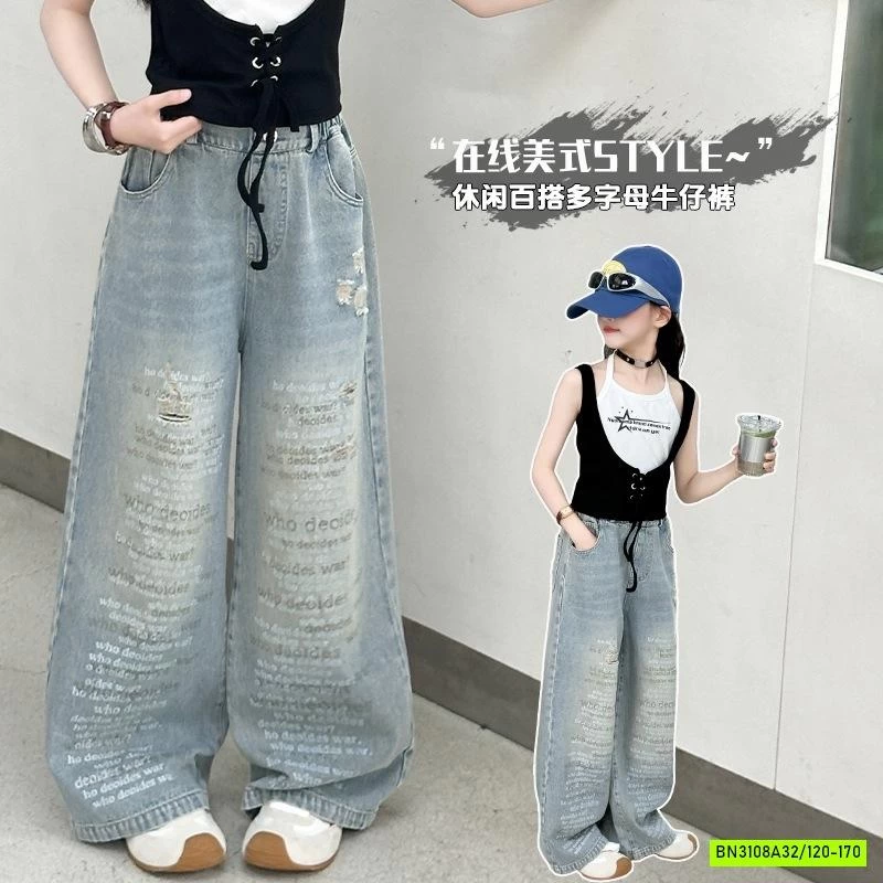 JEANS SUÔNG RÁCH IN CHỮ NHỎ SZ ĐẠI