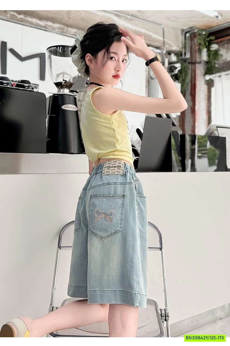 JEANS LỬNG NGANG GỐI THÊU NƠ SZ ĐẠI