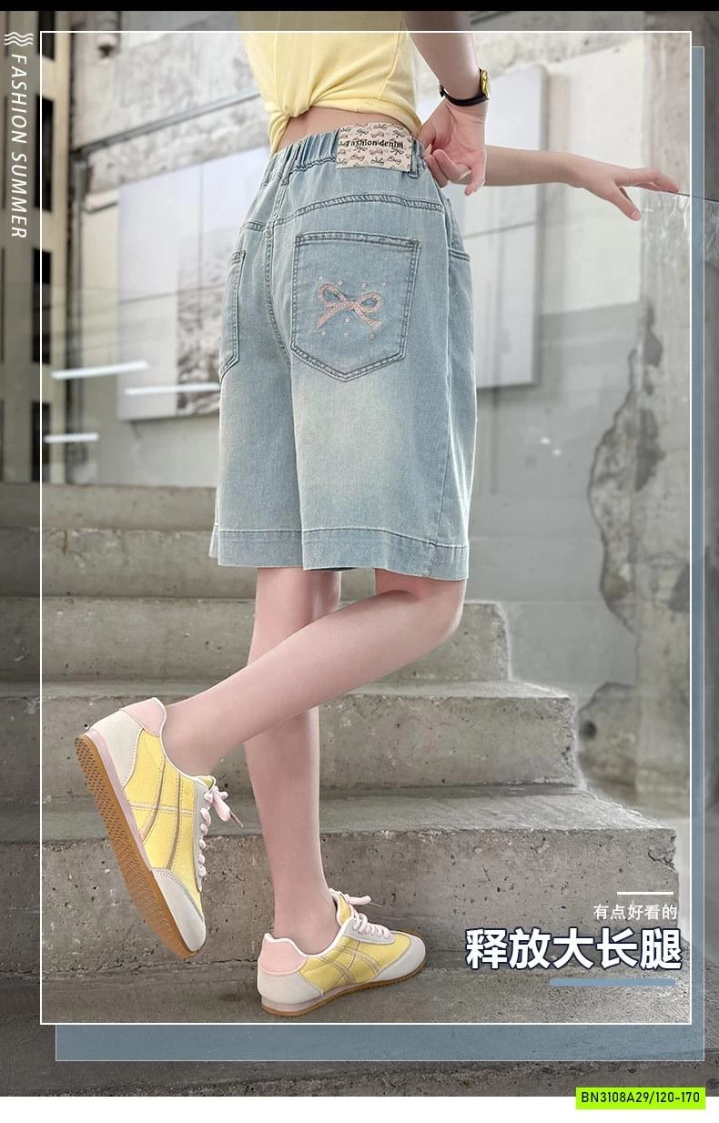 JEANS LỬNG NGANG GỐI THÊU NƠ SZ ĐẠI