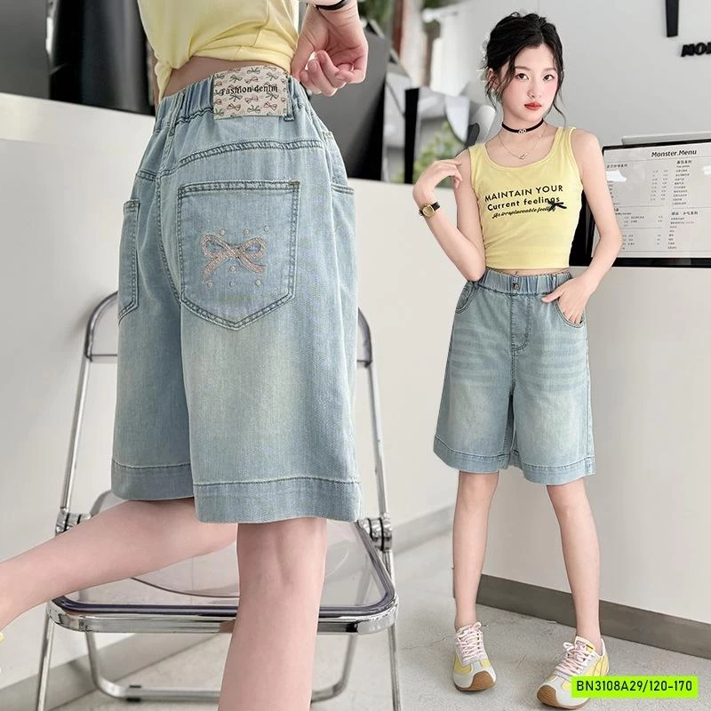 JEANS LỬNG NGANG GỐI THÊU NƠ SZ ĐẠI
