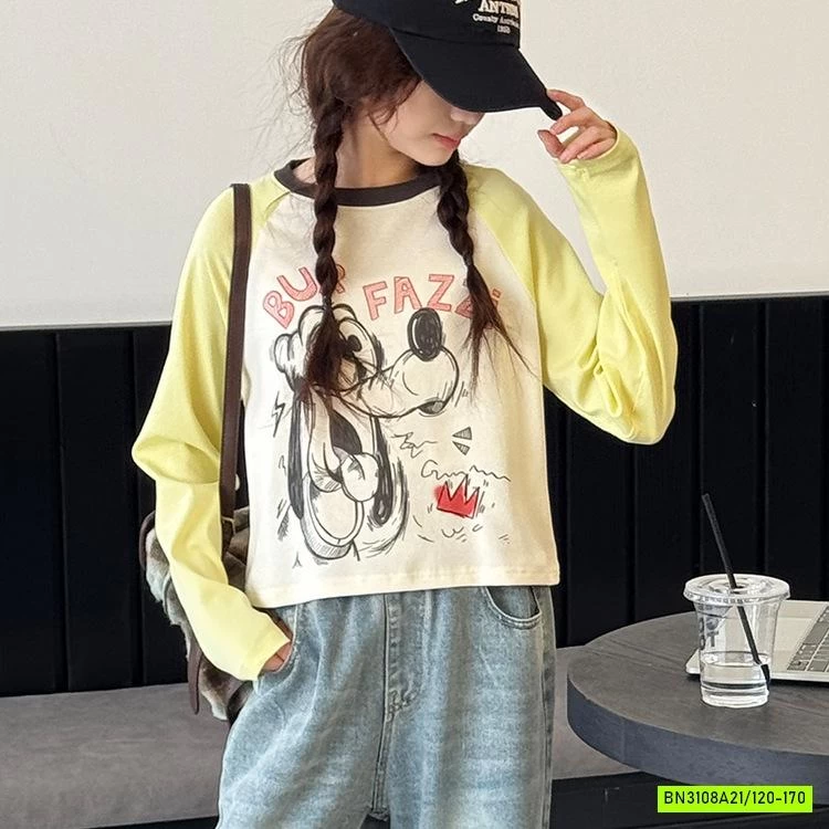 CROPTOP SNOOPY PHỐI MÀU TAY SZ ĐẠI