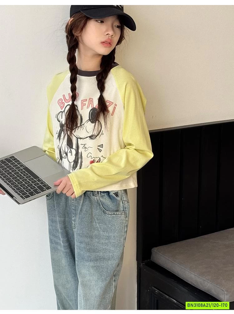 CROPTOP SNOOPY PHỐI MÀU TAY SZ ĐẠI