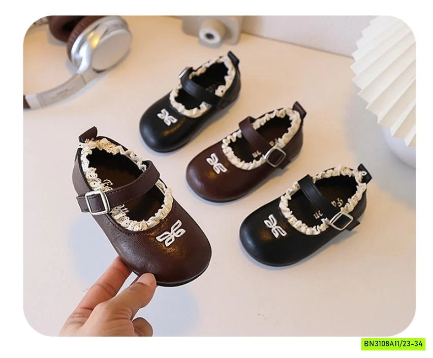 GIÀY BÚP BÊ VIỀN REN THÊU BÉ GÁI