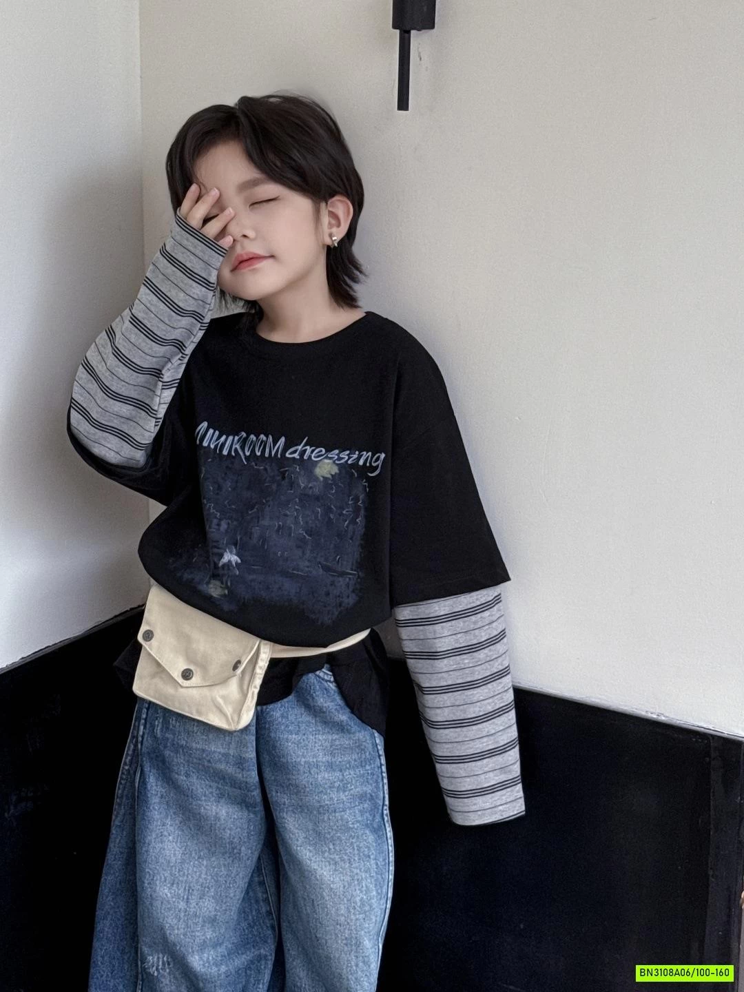 ÁO THUN GIẢ 2 LỚP TAY KẺ