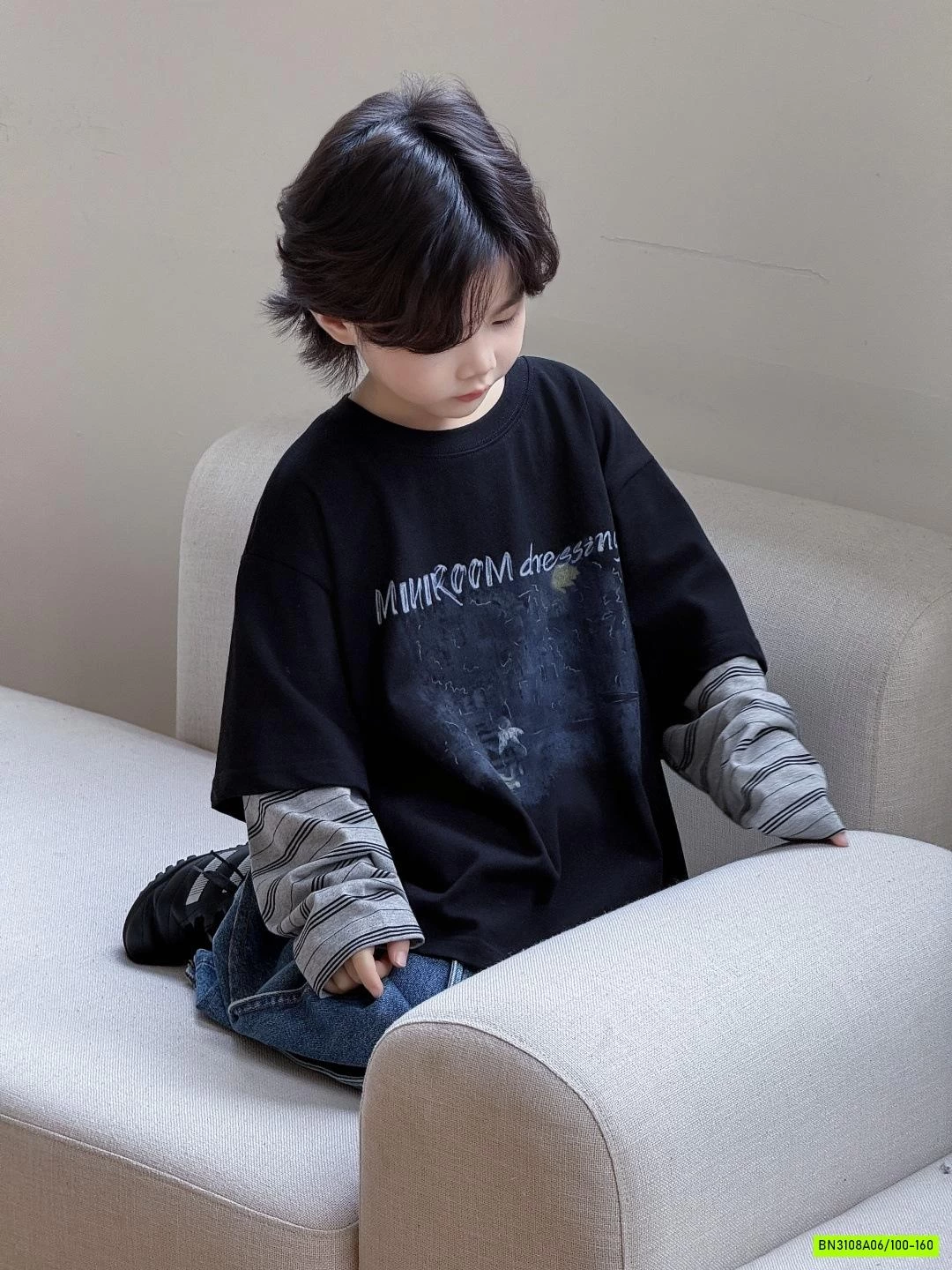 ÁO THUN GIẢ 2 LỚP TAY KẺ