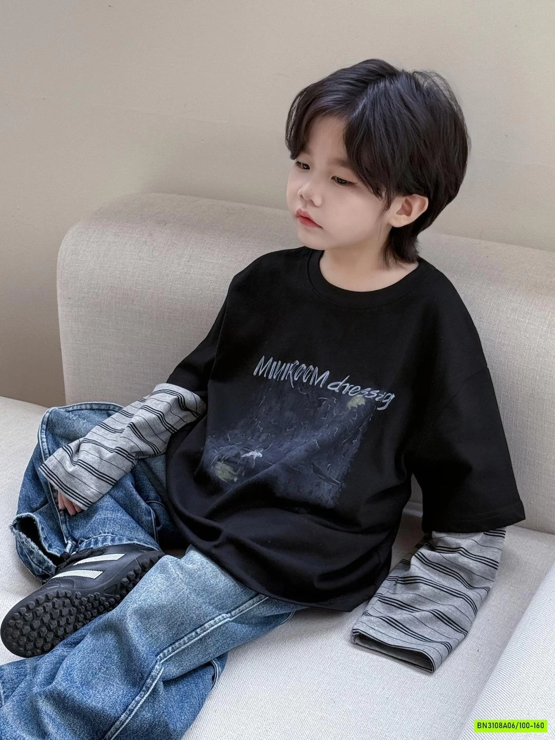 ÁO THUN GIẢ 2 LỚP TAY KẺ