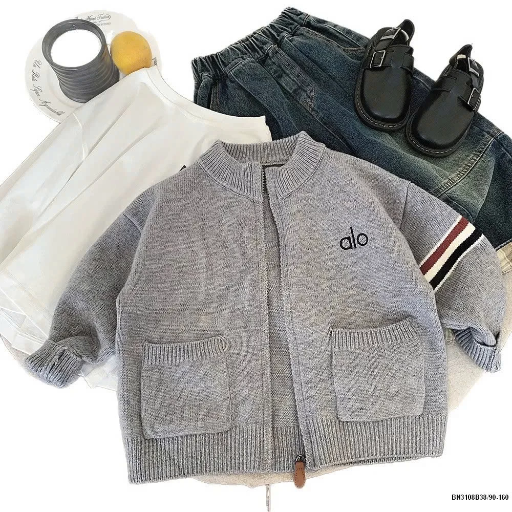 Áo len ALO xám khóa kéo