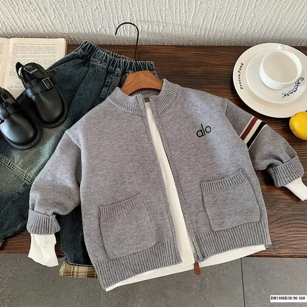 Áo len ALO xám khóa kéo