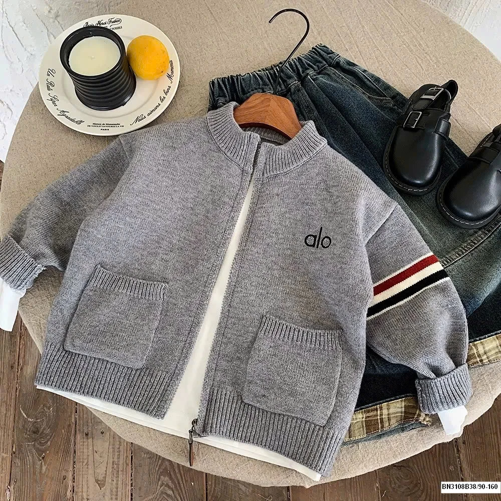 Áo len ALO xám khóa kéo