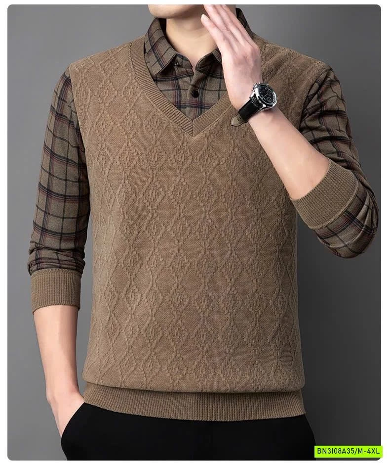 ÁO LEN CỔ SƠ MI NAM LÓT LÔNG