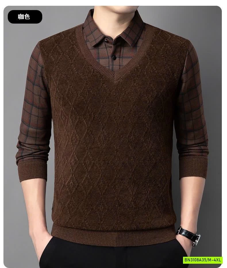 ÁO LEN CỔ SƠ MI NAM LÓT LÔNG