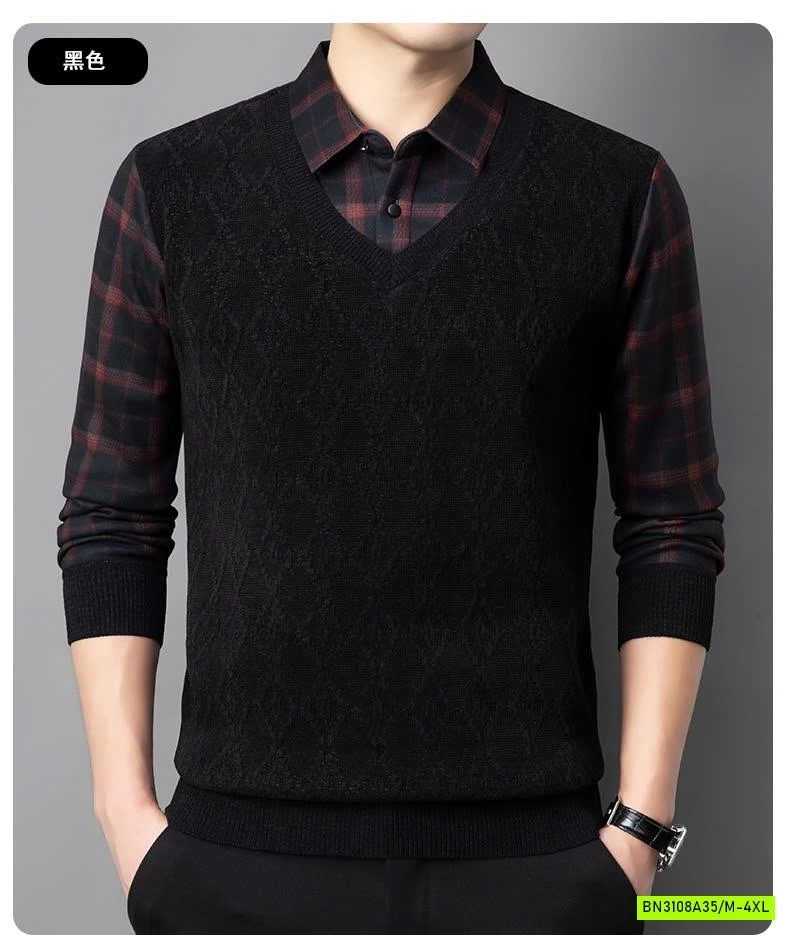 ÁO LEN CỔ SƠ MI NAM LÓT LÔNG