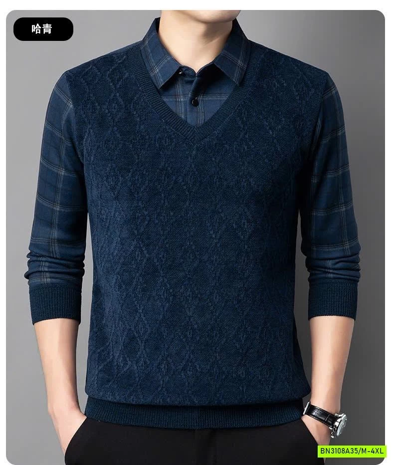 ÁO LEN CỔ SƠ MI NAM LÓT LÔNG