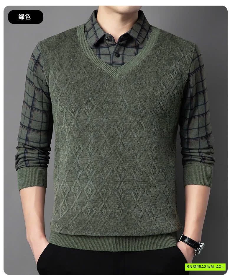 ÁO LEN CỔ SƠ MI NAM LÓT LÔNG