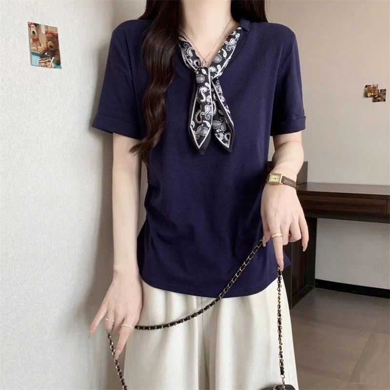 Áo cổ nơ tay hến nhà IN BLUE