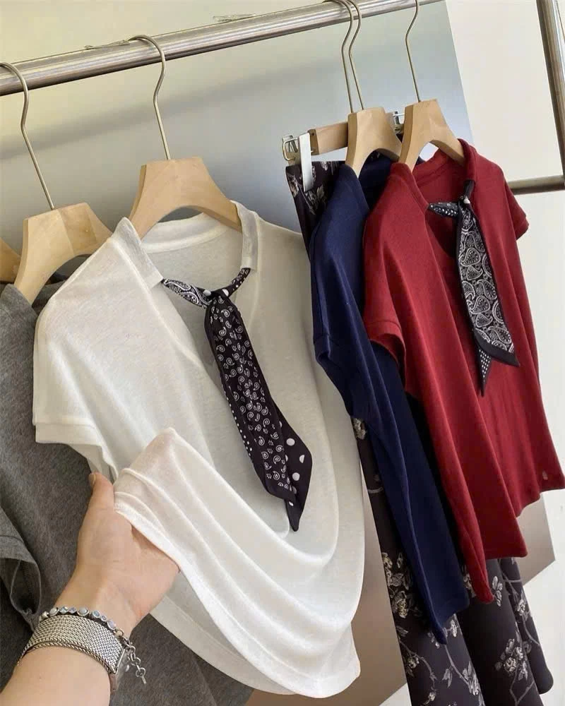 Áo cổ nơ tay hến nhà IN BLUE