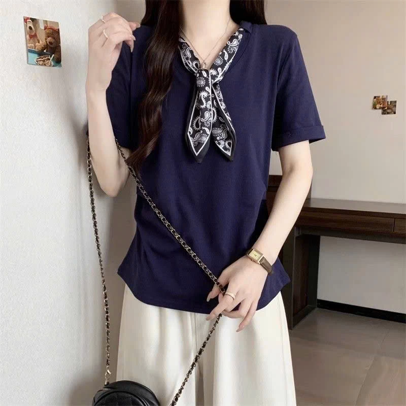 Áo cổ nơ tay hến nhà IN BLUE