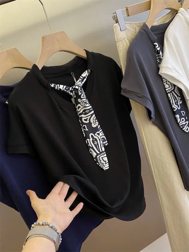 Áo cổ nơ tay hến nhà IN BLUE