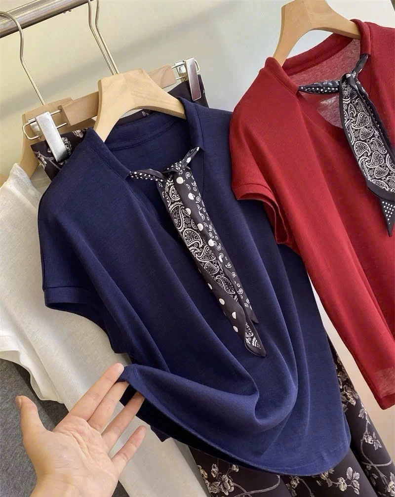 Áo cổ nơ tay hến nhà IN BLUE