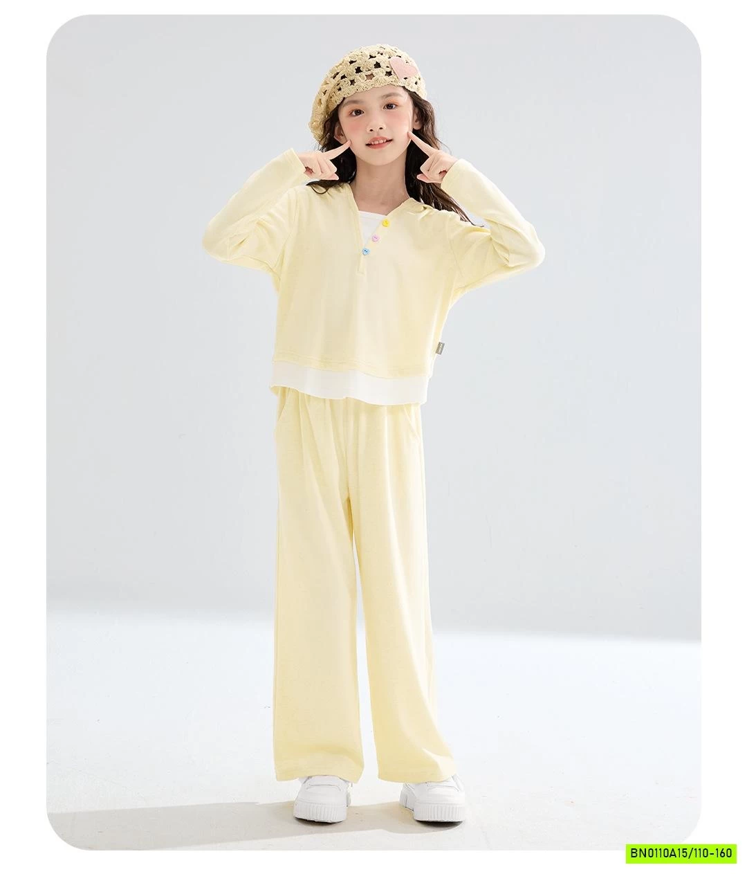 SÉT NỈ GIẢ 2 LỚP LIỀN MŨ BÉ GÁI