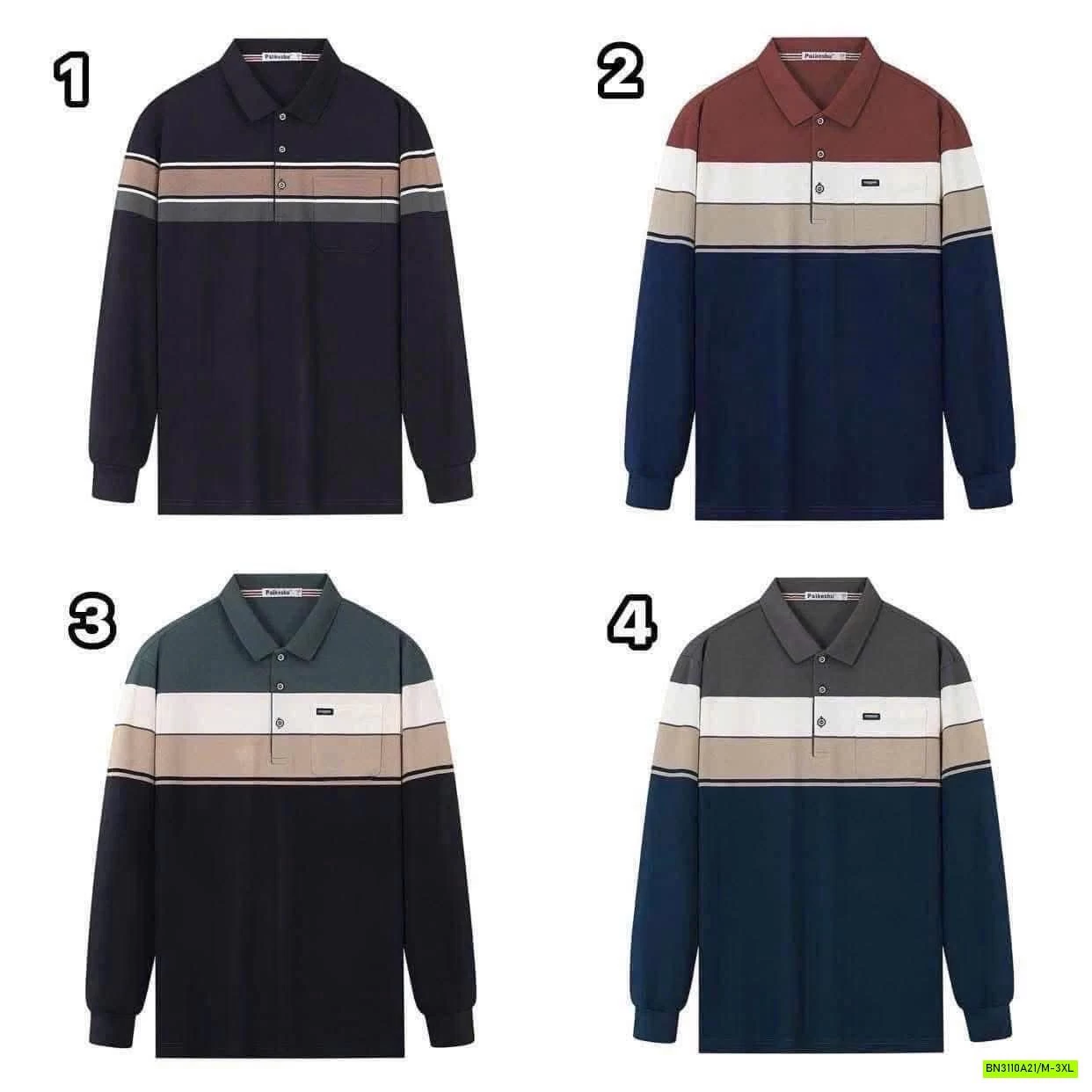 ÁO POLO DÀI TAY PHỐI KẺ