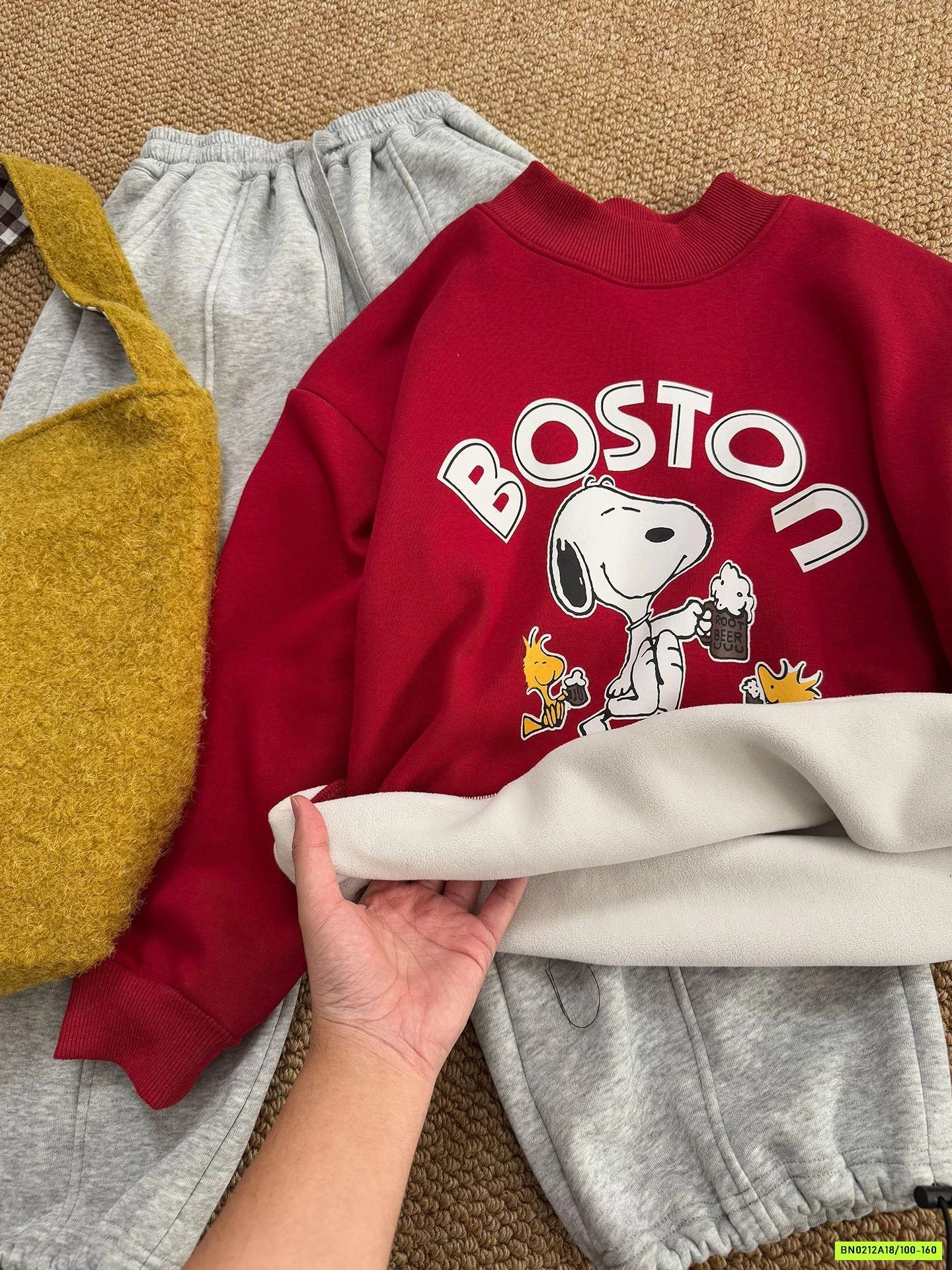 ÁO NỈ ĐỎ BOSTON LÓT NHUNG