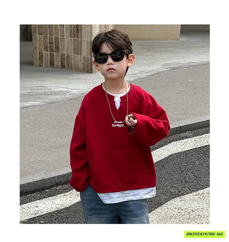 ÁO NỈ ĐỎ GIẢ 2 LỚP HY2578