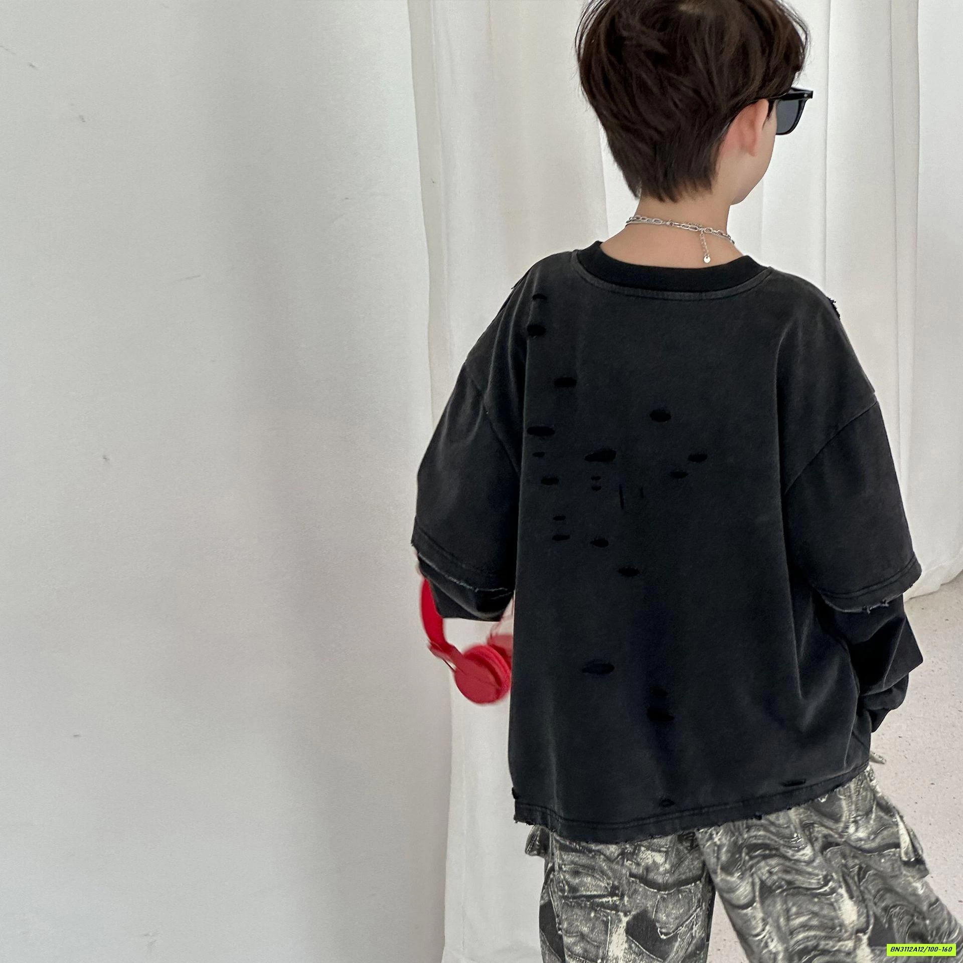 ÁO THUN ĐEN BẠC MÀU GIẢ 2 LỚP