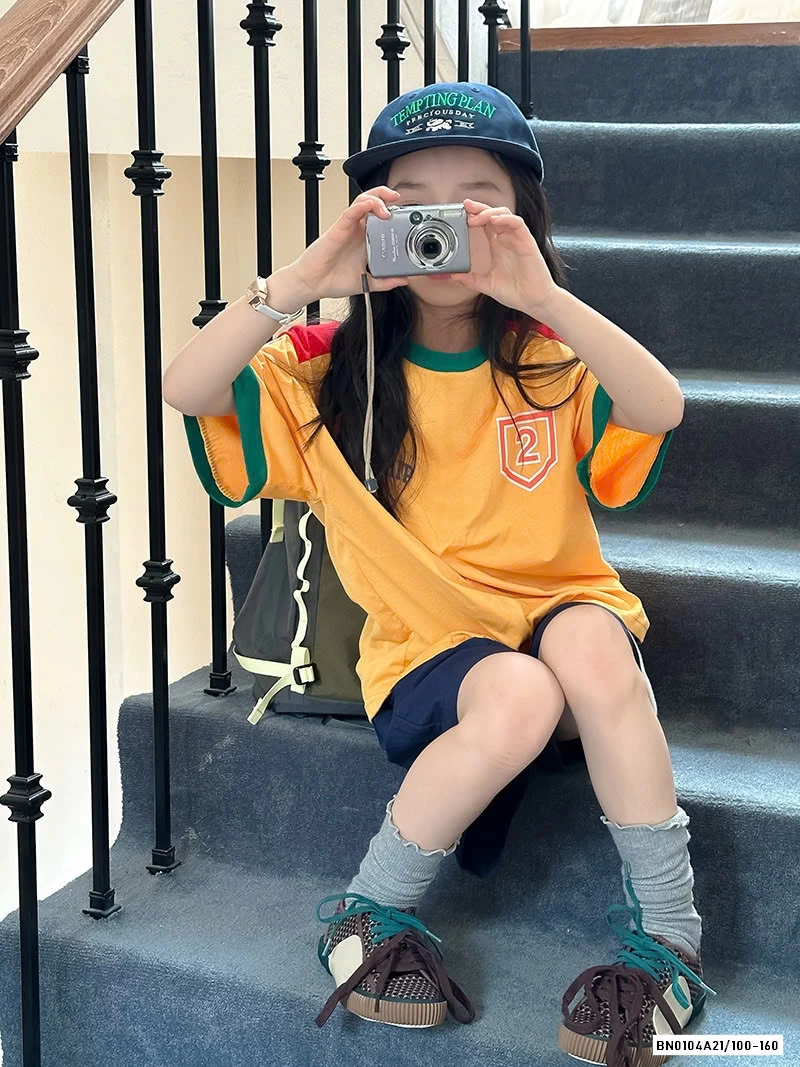 ÁO CAM SỌC VAI CÁ TÍNH TCKIDS