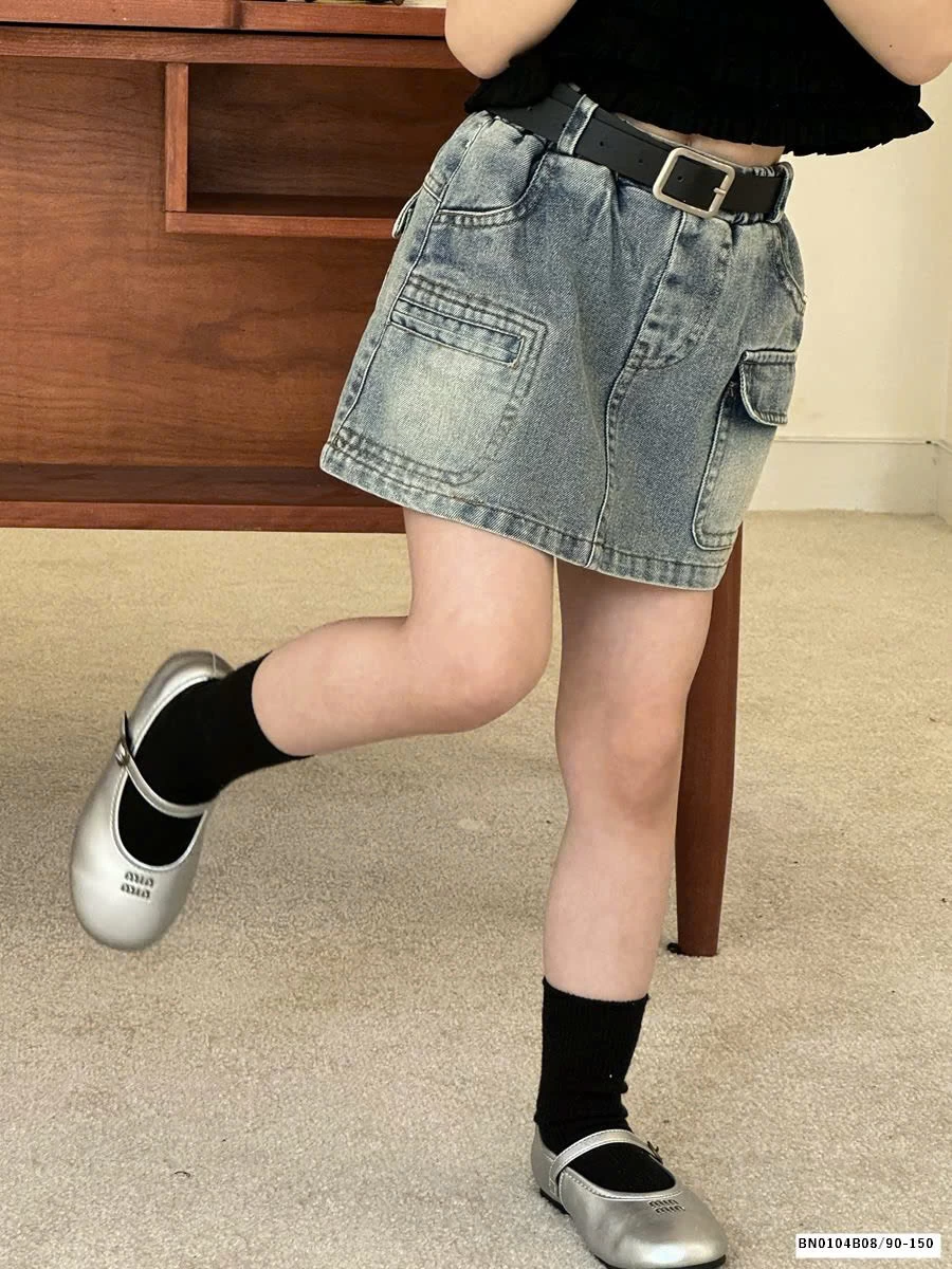 CHÂN VÁY JEAN DÁNG NGẮN CHO BÉ