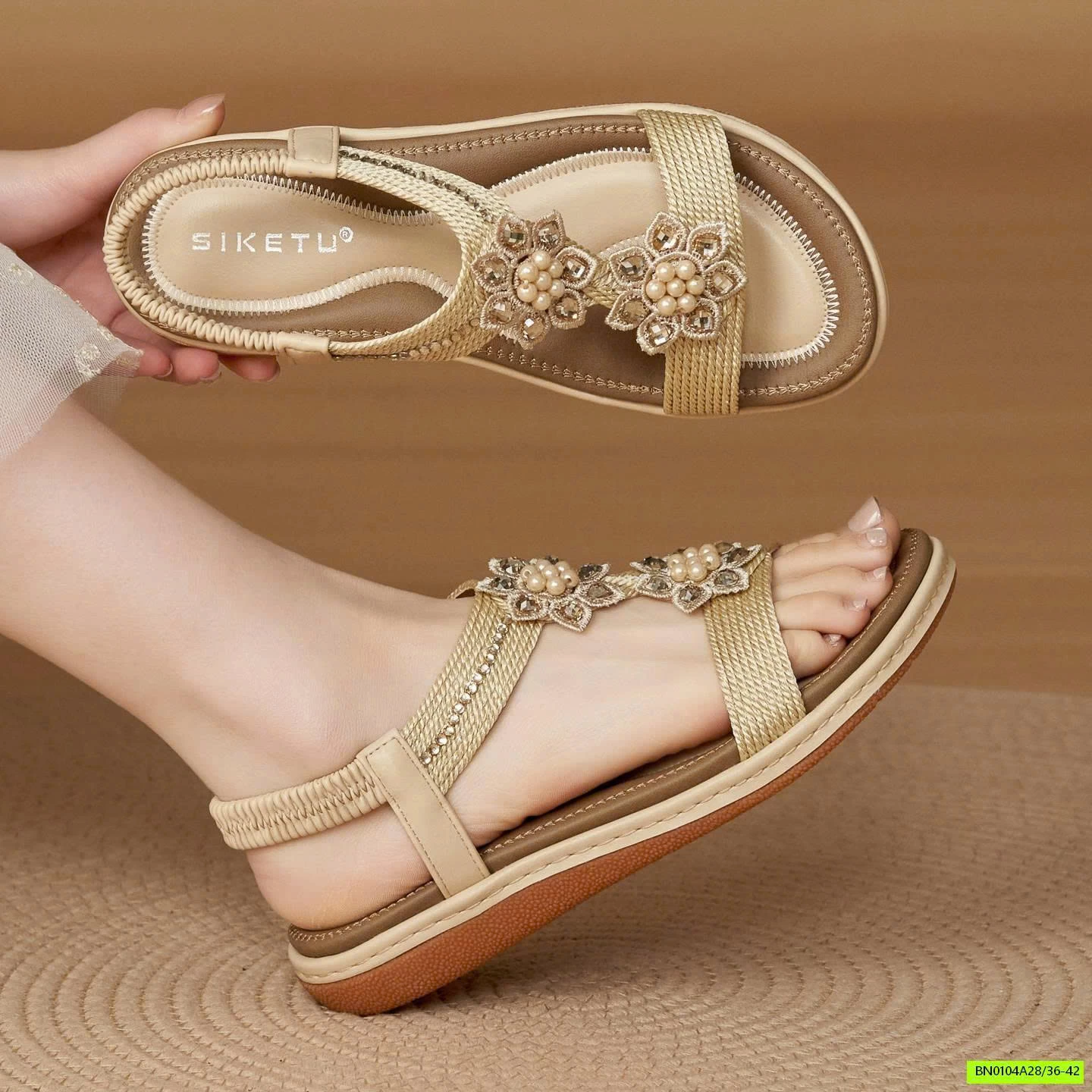 SANDAL XỎ NGÓN HOA ĐÁ SIKETU