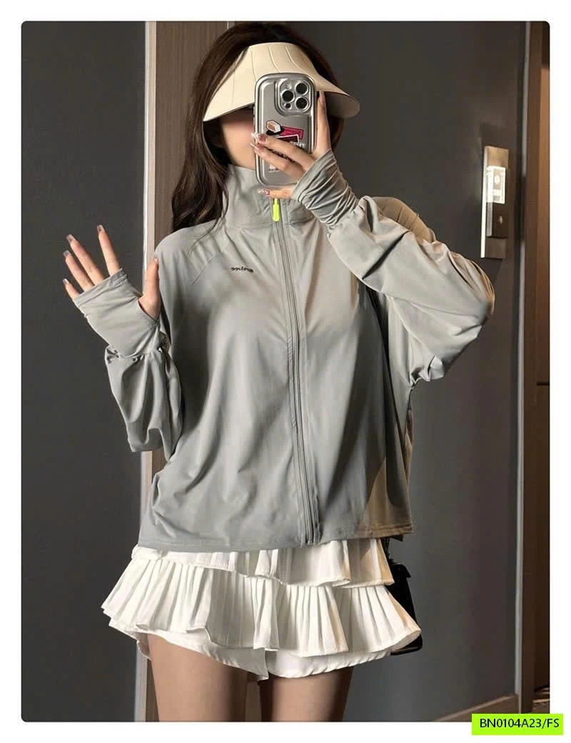 ÁO CHỐNG NẮNG CỔ ĐỨNG VẢI BĂNG LỤA