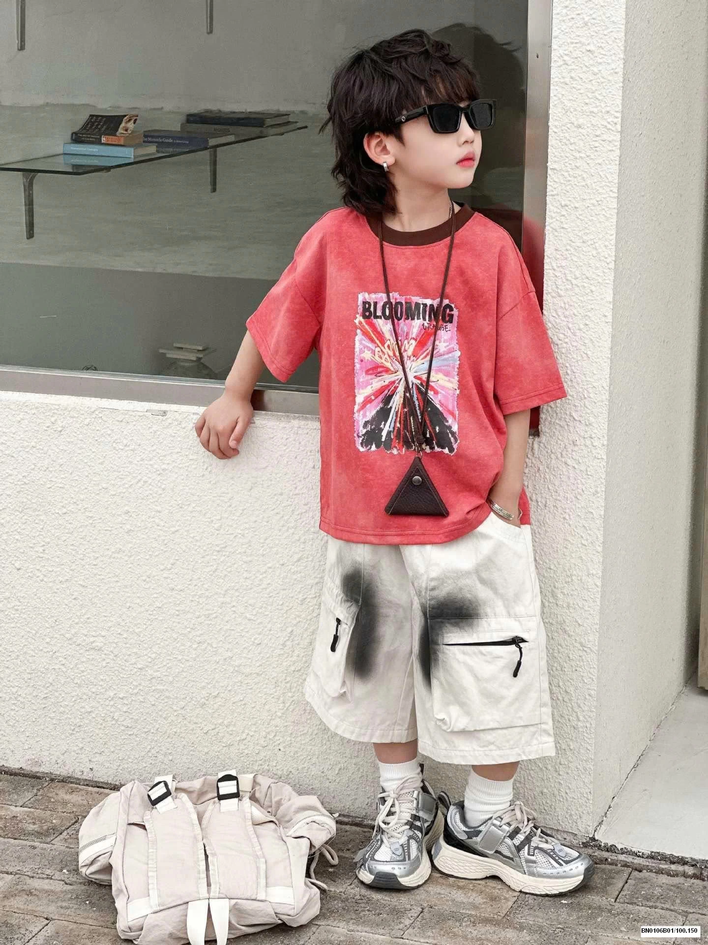 ÁO PHÔNG ĐỎ MIX QUẦN SHORT LOANG MÀU BT