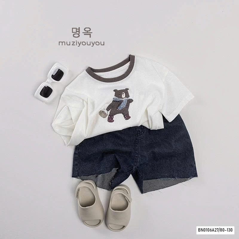 ÁO THUN GẤU VIỀN CỔ