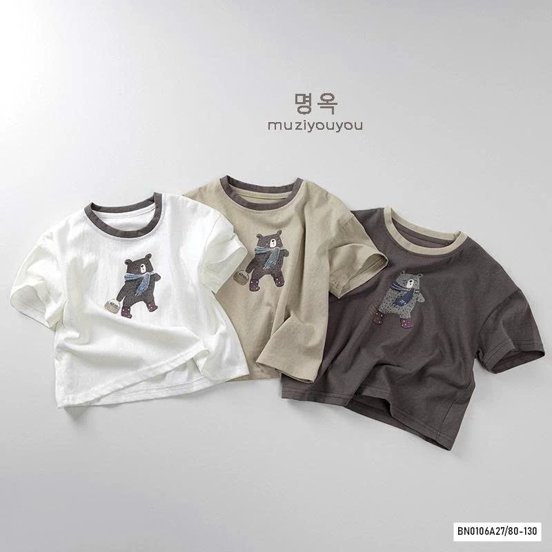 ÁO THUN GẤU VIỀN CỔ