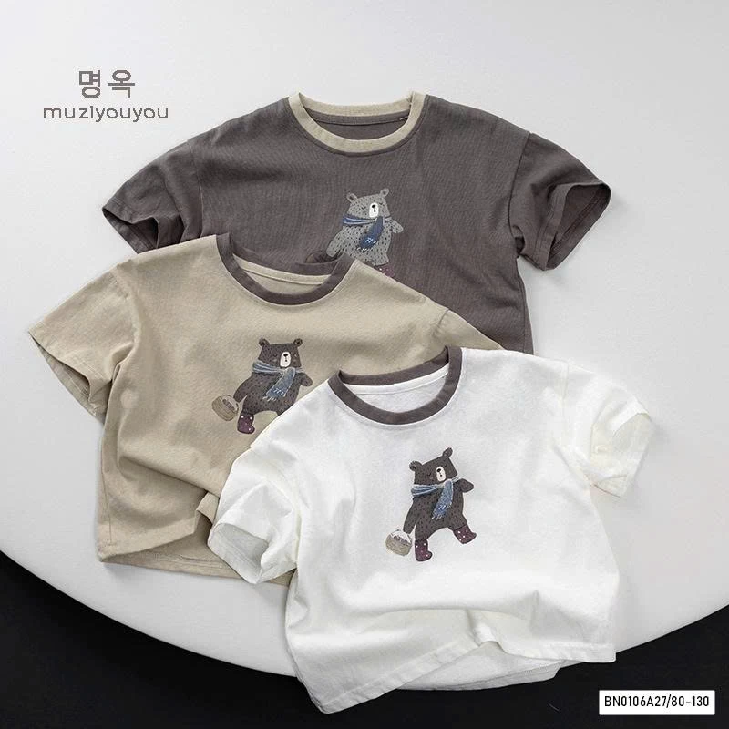 ÁO THUN GẤU VIỀN CỔ