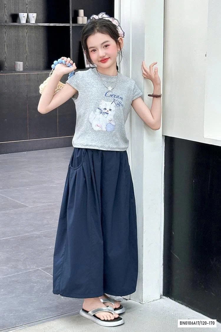 CROPTOP MÈO MIX JEANS ÔNG RỘNG