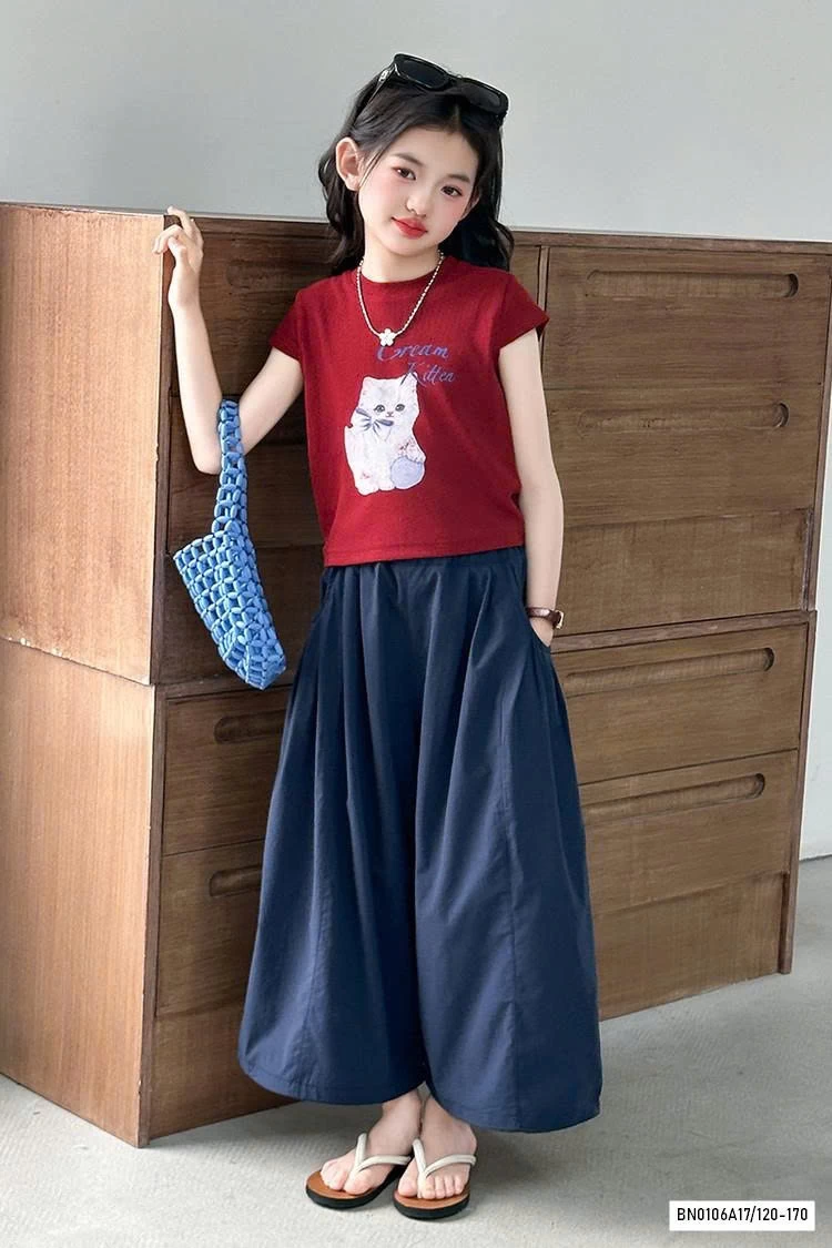 CROPTOP MÈO MIX JEANS ÔNG RỘNG