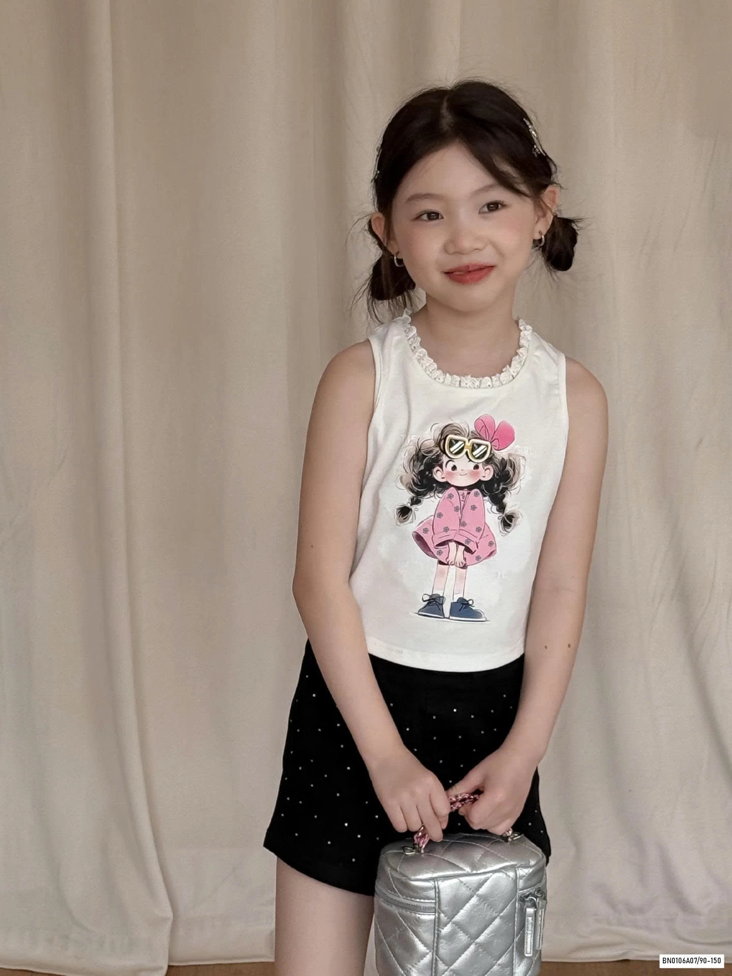 ÁO SÁT NÁCH CÔ GÁI MIX SHORT CHẤM BI