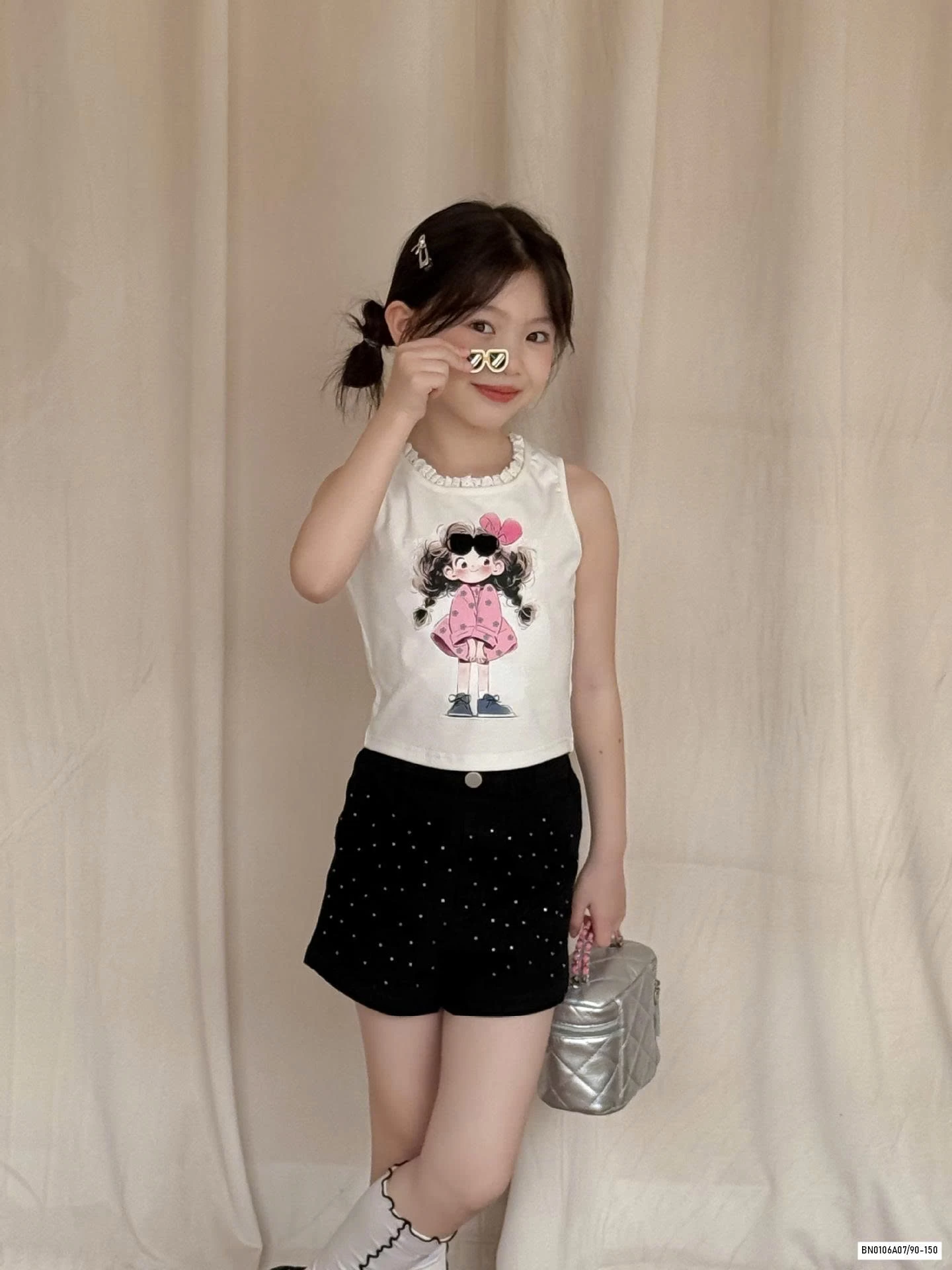 ÁO SÁT NÁCH CÔ GÁI MIX SHORT CHẤM BI