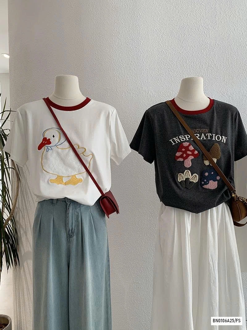 ÁO THÊU HÌNH PHỐI VIỀN CỔ