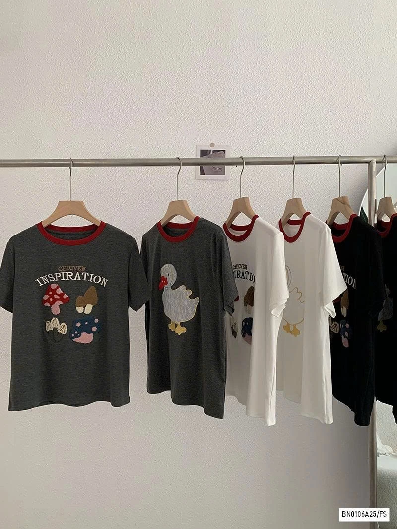 ÁO THÊU HÌNH PHỐI VIỀN CỔ