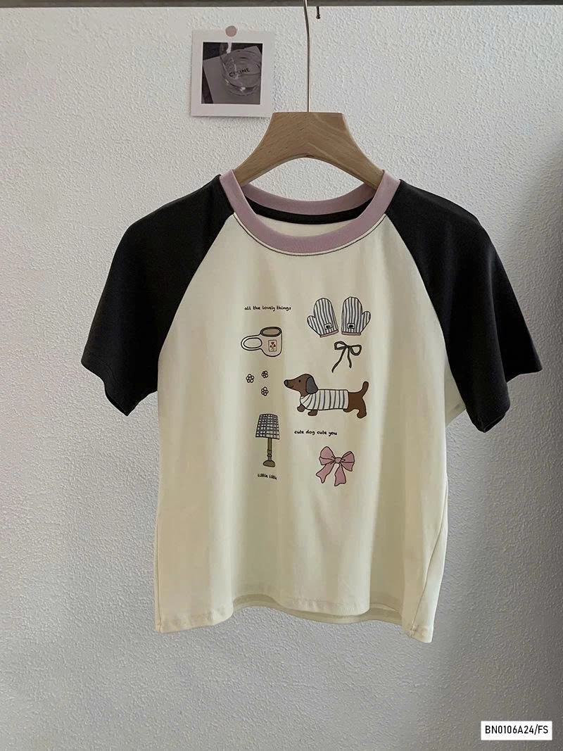 CROPTOP THÊU PHỐI MÀU TAY