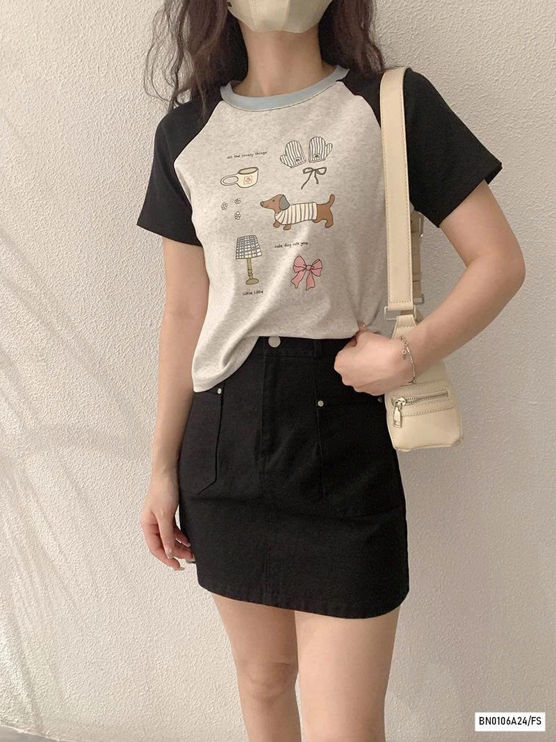 CROPTOP THÊU PHỐI MÀU TAY
